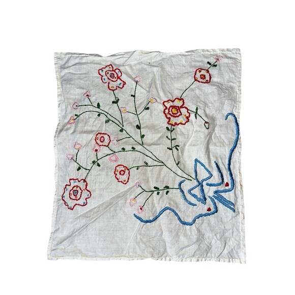 Vintage Handkerchief Hanky Cloth Embroidered Floral Linen Ukrainian Folk Art x3 - Picture 4 of 9